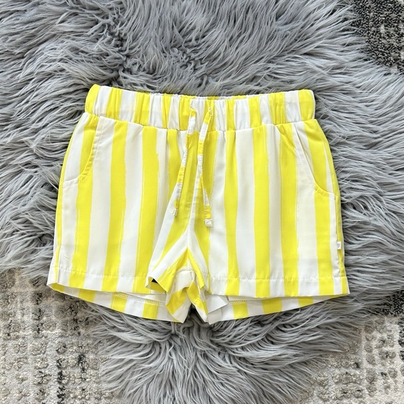 Someone Kids Stripe Shorts 140/10Y Yellow/White Vertical Stripes Elastic Waist - Picture 1 of 3